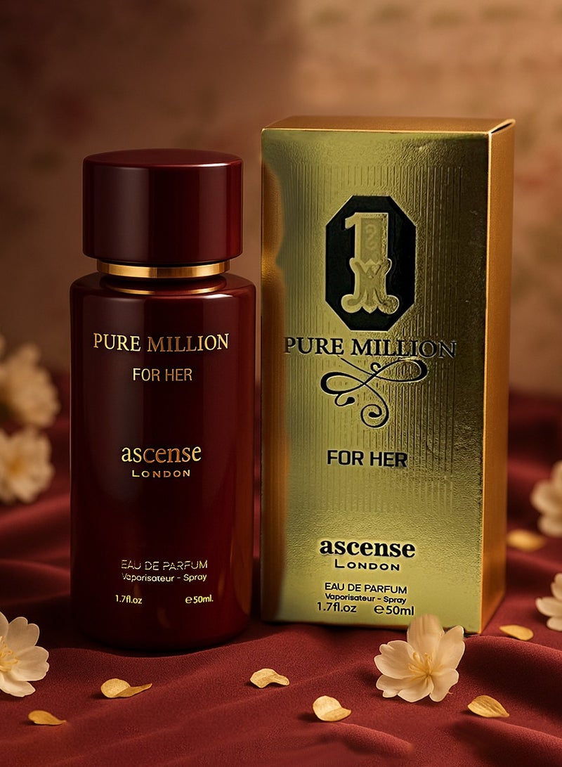 أسينس_لندن عطر نسائي فاخر بيور مليون أو دو بارفان 50 مل | عطر نسائي بنفحات المسك والعنبر وجوز الهند والمسك | أفضل عطر نسائي فاخر - Image 1